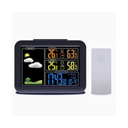 Digital Alarm Clock Weather Forecast Station Home Room Indoor Outdoor Temperature and Humidity Meter with 5min Snooze Function