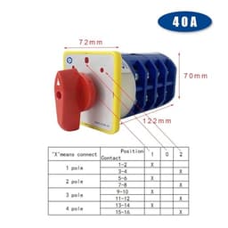 LW5D-40/4 Rotary Cam Changeover Switch 40A 3 Position 4 Pole 16 Terminal