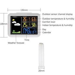 Digital Alarm Clock Weather Forecast Station Home Room Indoor Outdoor Temperature and Humidity Meter with 5min Snooze Function