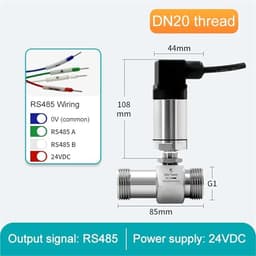 1pcs Liquid Flow Sensor Water Gasoline Methanol Fuel Flow Meter 1 inch 4-20mA RS485 Signal Output(DN20 (RS485))