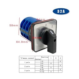 Rotary Cam Switch 3 Position 690V 32A Poles Three Levels Manual Electrical Changeover Selector YMW26 LW28 LW26-32/3
