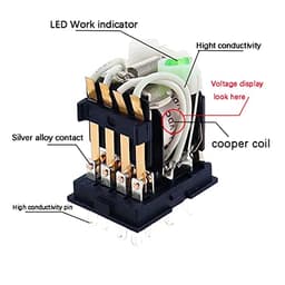 Relay HH54P MY4NJ Plug-in PYF14A DC/AC 12v 24v 36v 48v 110v 220v 5A Silver Contact 14pins 4PDT rele Socket(Dc,24V)