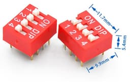 4-Position DIP Switch for Arduino, ESP32, ESP8266, Raspberry Pi, 10 Pack