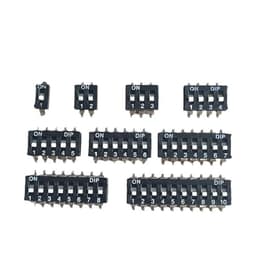 15PCS Black Toggle SMD DIP Switch Module Spacing 2.54MM 24V Patch Type 1 3 4 5 6 7 8 10 PIN Quick Dial The Code(K062c054-KM-03)