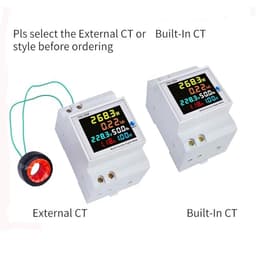 Single Phase Energy Meter Electricity Usage Monitor AC 40-300V 100A Voltmeter Ammeter Watt Kwh Frequency Power 1Pcs(40-300V Built-in CT)
