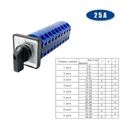 LW26-25/9 Rotary Cam Switch LW28 YMW26 25A 690V Silver Contact Changeover Rail Mount Seven Poles Multi Positions Selector