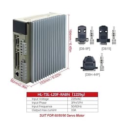 1pcs T3L-L20F-RABN / T3L-L30F-RABF AC Servo Motor Driver 220V 10A 15A with RS485 for 400W 600W 750W 1KW 1.5KW 2KW 3.8KW Motor(T3L-L20F-RABN 10A)