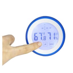 ABS Circular Touch Screen Electronic Digital Temperature Humidity Meter Indoor Backlit Alarm Clock