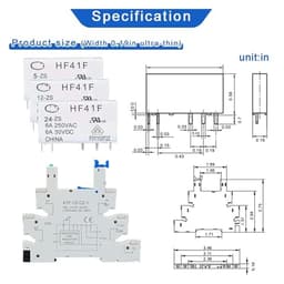 10pcs Rail Relay 5V 12V 24V Slim Relay Module 41F 6A 41F-5-ZS 41F-12-ZS 41F-24-ZS 30VDC(10PCS 5V)