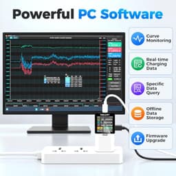 USB C Power Meter PD3.1 USB C Voltage Current Tester 3.3-36V 0-6A 1.54" IPS Digital USB-C Multimeter with E-Marker Detection Ripple Analysis Fast