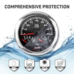 RACETECH 85mm 3in1 Black Tachometer with Chrome Gauge Cup - Bundle