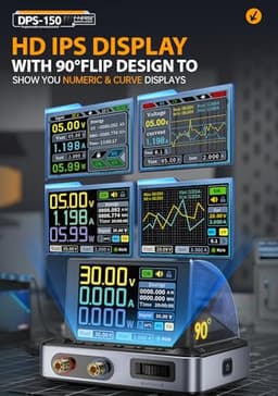 FNRSI【Upgraded DPS-150】DC Power Supply Variable with 100W Fast Charger, 0-30V 0-5A Adjustable DC CNC Power Supply, Power Ripple <20mV, PD/QC/DC Input