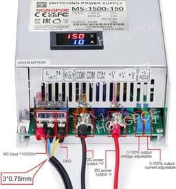 150V 10A 1500W Power Supply,48V Power Supply, 110V / 220V AC to 150V DC Converter Voltage Transformer for Motor Pump, CCTV, 3D Printer, Air