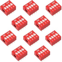 4-Position DIP Switch for Arduino, ESP32, ESP8266, Raspberry Pi, 10 Pack