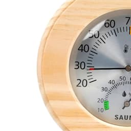 Round Indoor Temperature Humidity Meter with Wooden Outer Frame for Home Bathrooms