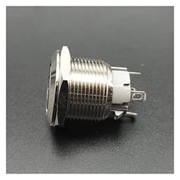 GUMMMY 19mm Metal Power Mark Brass Push Button Switch Flat Round Illumination Momentary Self Reset 1NO (Color : White, Size : 3V)