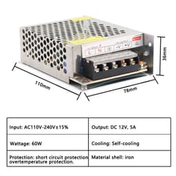AC DC 5V 12V 24V 36V Power Supply 1A 2A 3A 4A 5A 6A 8A 10A 15A 20A 30A 220V to Led Converter(1a,DC12V)