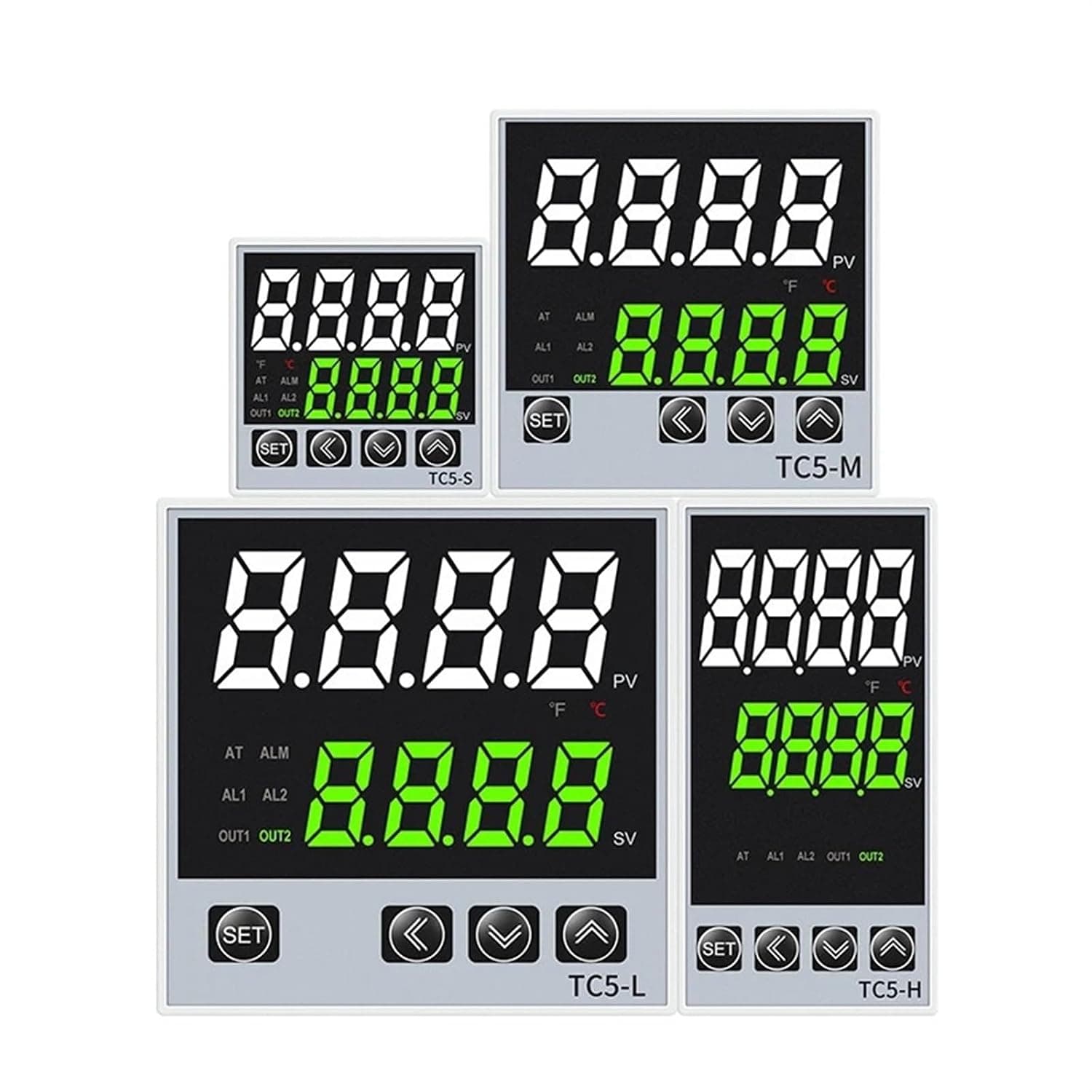 1PCS Temperature Controller Thermostat 220V AC TC5S TC5H TC5L TC5M TC Universal Input SSR Relay Dual Output PID Temp Controller(TC5-H 48mmx96mm)