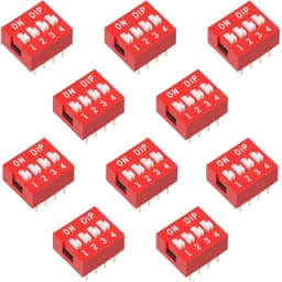 4-Position DIP Switch for Arduino, ESP32, ESP8266, Raspberry Pi, 10 Pack