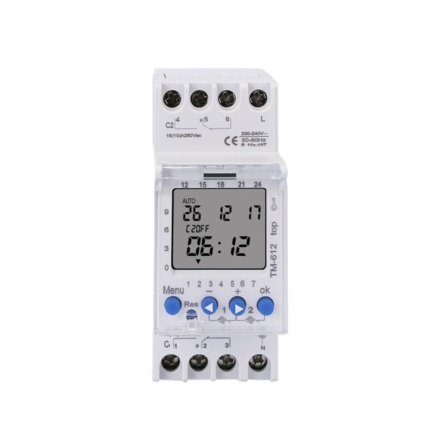 TM612 2 Channels Big LCD Display Programmable 24hrs Time Clock with Two Relay Outputs 1Pcs(Input Power 12VDC)