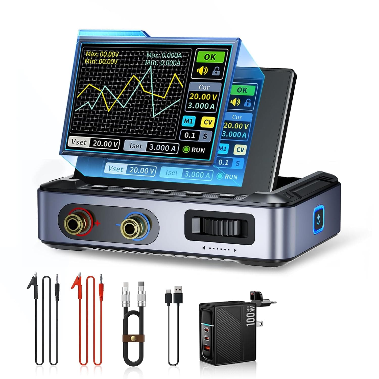 FNRSI【Upgraded DPS-150】DC Power Supply Variable with 100W Fast Charger, 0-30V 0-5A Adjustable DC CNC Power Supply, Power Ripple <20mV, PD/QC/DC Input